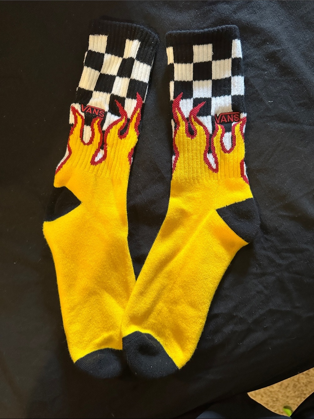Vans Yellow Flame Checkerboard Crew Socks